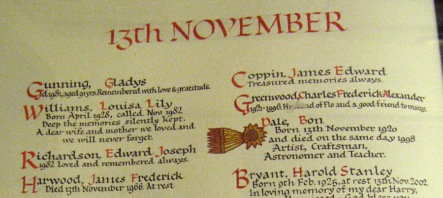 Monday November 13th (2006) book of rememberance align=